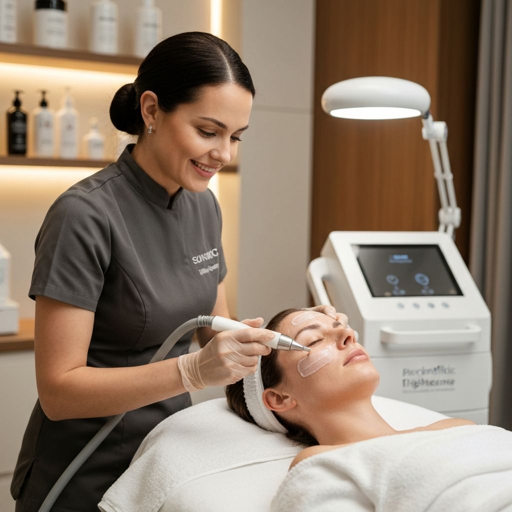 Double chin and neck lifting treatment in progress
